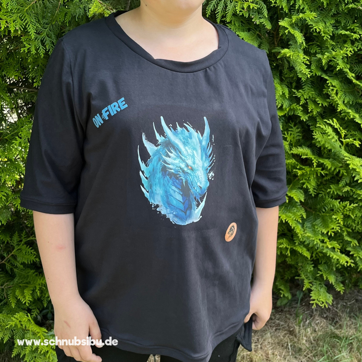 Bügelbild Drache blau